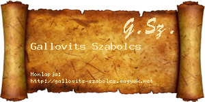 Gallovits Szabolcs névjegykártya